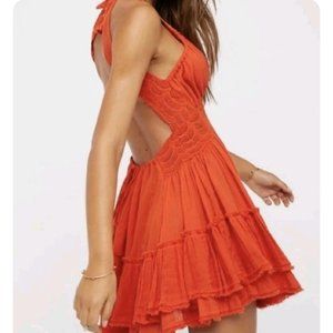 Free People 200 Degrees Mini Dress (Orange, Size M)